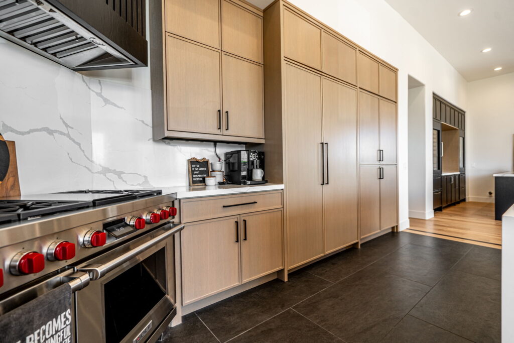 Modern kitchen with wooden cabinets
