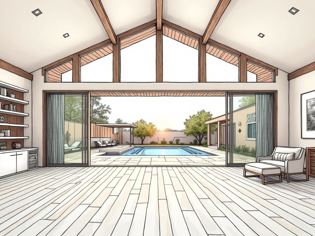 a luxury home renovation in progress showing luxury home improvement planning guide details inside a Paradise Valley desert estate with stone walls and natural light