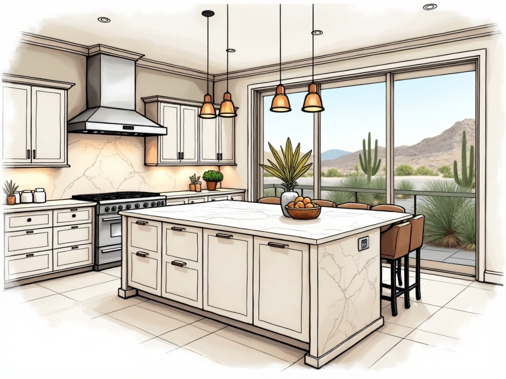 a luxury home renovation in progress showing luxury home improvement planning guide details inside a Paradise Valley desert estate with stone walls and natural light