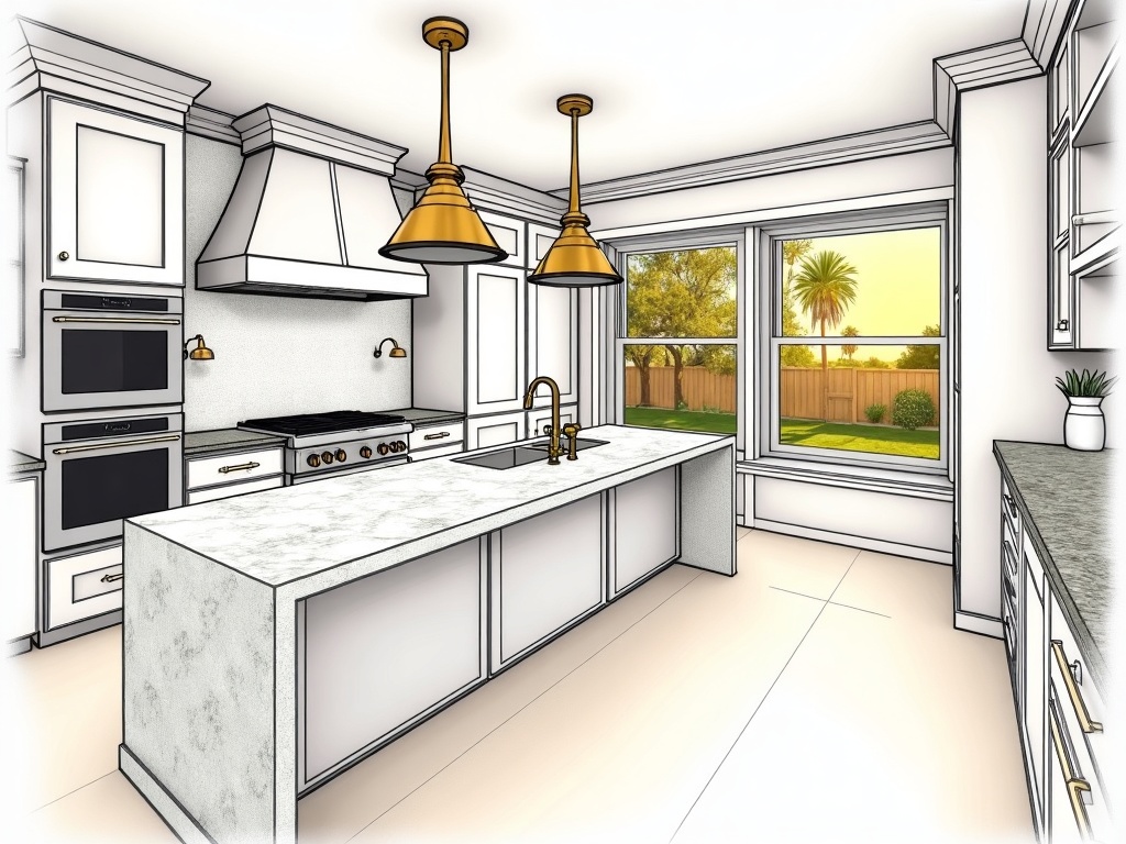 A luxury renovation design consultation with a homeowner and designer reviewing plans — showing how does design build work for home renovation at a high-end showroom