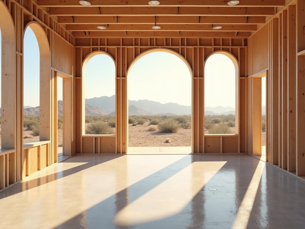 A luxury home renovation contractor reviewing architectural plans with homeowners in a Scottsdale estate kitchen — expert guidance for buying a home to renovate luxury