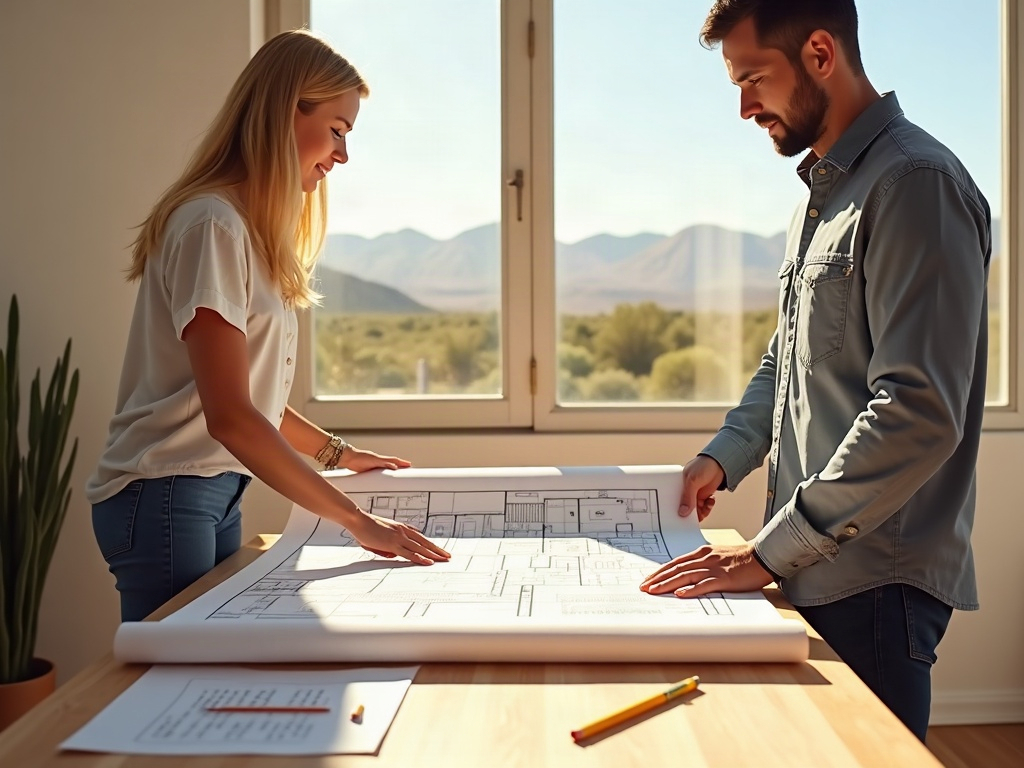 What to Expect When You Hire a Primary Suite Addition Contractor: A Room-by-Room Planning Guide a primary suite addition contractor framing a spacious luxury bedroom addition with open rafters and desert landscape visible through a large window opening